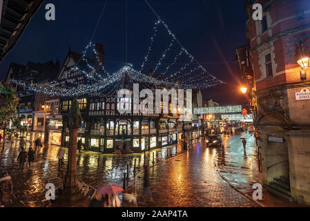 Chester Weihnachtsbeleuchtung 2019. Stockfoto