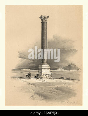 Pompeius Säule (Spalte) eine Römische Siegessäule in Alexandria, Ägypten, das größte seiner Art außerhalb des imperialen Hauptstädte von Rom errichtet und Stockfoto