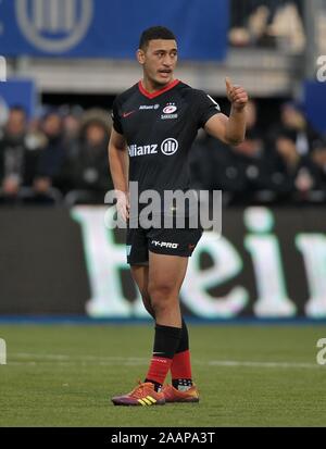 Hendon. Vereinigtes Königreich. 23. November 2019. Manu Vunipola (Sarazenen). Sarazenen v Fischadler. Pool 4. Heineken Champions Cup. Zweiten (2.) Runde. Allianz Park. Hendon. London. UK. Kredit Garry Bowden / Sport in Bildern/Alamy Leben Nachrichten. Stockfoto