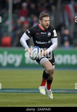 Hendon. Vereinigtes Königreich. 23. November 2019. Elliot Daly (Sarazenen). Sarazenen v Fischadler. Pool 4. Heineken Champions Cup. Zweiten (2.) Runde. Allianz Park. Hendon. London. UK. Kredit Garry Bowden / Sport in Bildern/Alamy Leben Nachrichten. Stockfoto