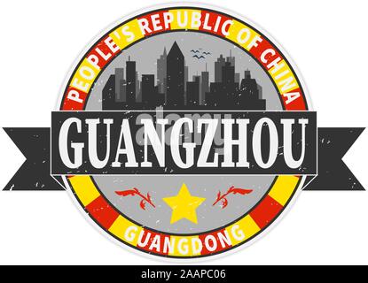 Guangzhou Landmark Building Skyline Vektor, Logo Vorlage. Stock Vektor