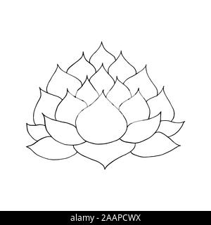 Vector Illustration von Hand gezeichnet Lotus flower Umrisse Stock Vektor