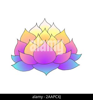 Vector Illustration von bunten Lotus Blume mit Hand gezeichnet Schlaganfall und Farbverlauf Stock Vektor