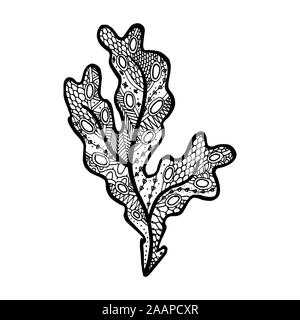 Vector Illustration von Hand gezeichnet Meeresalgen - Fucus Algen. Färbung Seite Buch Anti Stress für Erwachsene. Botanische tattoo Stock Vektor