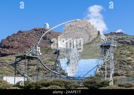 Spiegeln der MAGIC (Major Atmospheric Gamma Imaging Cherenkov Teleskopen) Teleskop auf La Palma, Kanarische Inseln, Spanien, September 2018 Stockfoto