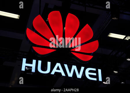 Logo der Firma Huawei, Internationale Funkausstellung IFA 2017, Berlin, Deutschland Stockfoto