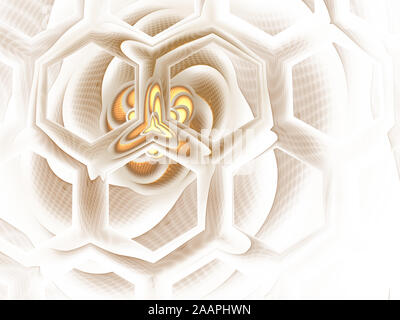 Bienenstock Hintergrund. Abstrakte Honig/hive Design. Sechseckige Textur. Geometrische Fractal-hintergrund. Fantasy digitaler Kunst 3D-Rendering. Psychedelic dig Stockfoto