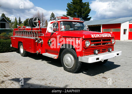 Bomberos freiwilligen vehiculo. - Don Einar Jones. Fire Engine an Trevelin, Provinz Chubut, Argentinien. Stockfoto