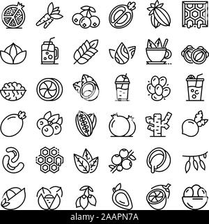 Superfood Symbole gesetzt, outline Style Stock Vektor