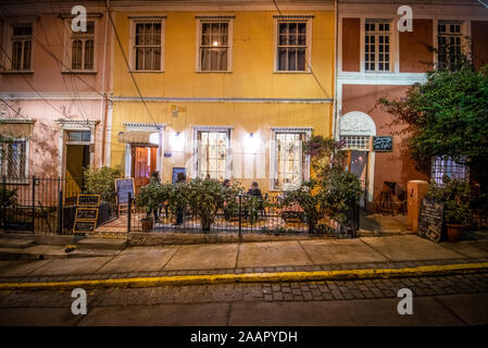 Cerro Concepcion, im historischen Stadtteil von der Hafenstadt Valparaiso, Chile. Stockfoto