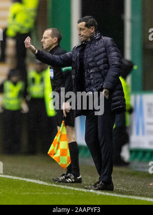 Ostern Road, Edinburgh, Großbritannien. 23 Nov, 2019. Schottische Premiership Fußball, Hibernian gegen Motherwell; Jack Ross Hibernian Manager auf dem touchline - Redaktionelle Verwendung Credit: Aktion plus Sport/Alamy leben Nachrichten Stockfoto