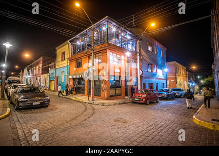 Cerro Concepcion, im historischen Stadtteil von der Hafenstadt Valparaiso, Chile. Stockfoto