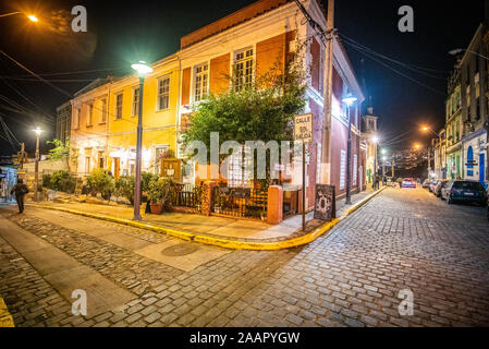 Cerro Concepcion, im historischen Stadtteil von der Hafenstadt Valparaiso, Chile. Stockfoto