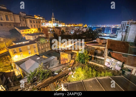 Cerro Concepcion, im historischen Stadtteil von der Hafenstadt Valparaiso, Chile. Stockfoto