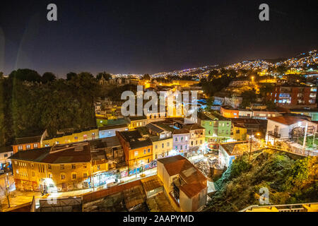 Cerro Concepcion, im historischen Stadtteil von der Hafenstadt Valparaiso, Chile. Stockfoto