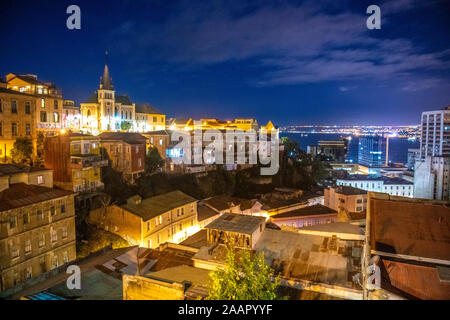 Cerro Concepcion, im historischen Stadtteil von der Hafenstadt Valparaiso, Chile. Stockfoto