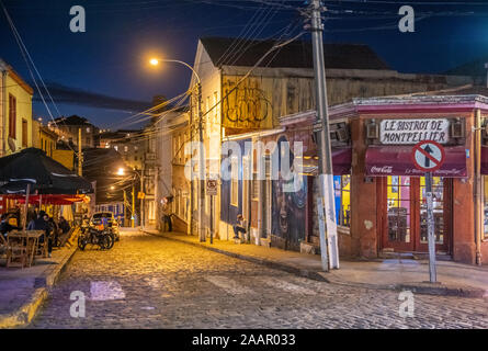 Cerro Concepcion, im historischen Stadtteil von der Hafenstadt Valparaiso, Chile. Stockfoto