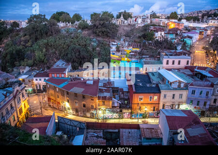 Cerro Concepcion, im historischen Stadtteil von der Hafenstadt Valparaiso, Chile. Stockfoto