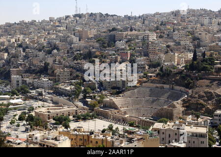 Römisches Theater und Odeon, von der Zitadelle, Al Hashemi Street, Amman, Jordanien, Naher Osten Stockfoto