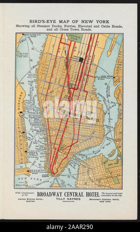 Abendessen (von) BROADWAY CENTRAL HOTEL (at) NEW YORK, NEW YORK (HOTEL gehalten ;) Abbildung: HOTEL; MAHLZEIT STUNDEN FESTGESTELLT; ORDNER UNTER HINWEIS AUF SEHENSWÜRDIGKEITEN IN NEW YORK UND EINSCHLIESSLICH EINER KARTE; MENÜ NOTEN UNITED STATES HOTEL, Boston; 1900-0443; Abendessen [von] BROADWAY CENTRAL HOTEL[at]NEW YORK, NEW YORK (HOTEL gehalten ;) Stockfoto