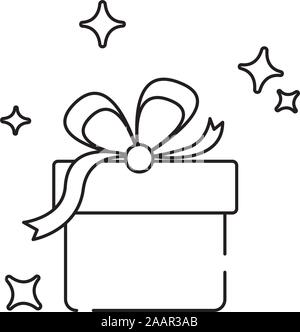 Geschenkbox Symbol. Das Symbol vorhanden. Dünne Linie Symbol auf weißem Hintergrund. Vector Illustration. Stock Vektor