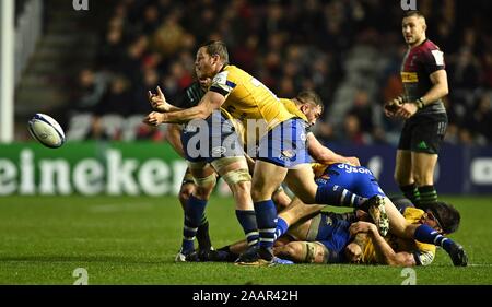 Twickenham. Vereinigtes Königreich. 23. November 2019. Chris Koch (Bad Rugby). Harlekine v Badewanne Rugby. Pool 3. Heineken Champions Cup. Zweiten (2.) Runde. Twickenham Stoop. Twickenham. London. UK. Kredit Garry Bowden / Sport in Bildern/Alamy Leben Nachrichten. Stockfoto