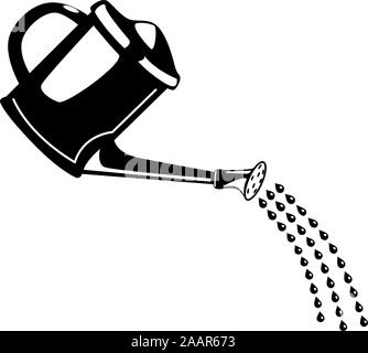 Glyphe 'Garten Wasser kann Sprays Wassertropfen clip art Gartenbau design Element. Bewässerung Symbol. Einfach das Symbol von Silhouette Design. Flache Vector Illustration auf weißem Hintergrund. Stock Vektor