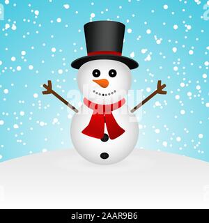 Cartoon lustige Schneemann im Wald Stock Vektor
