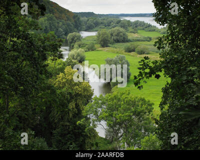 Elbe bei Hitzacker vom Weinberg, Elbtalaue, Wendland Stockfoto