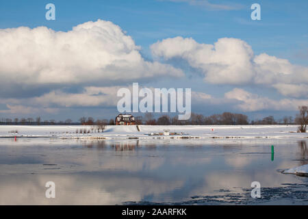 Elbfähre Pevestorf, Elbtalaue, Wendland Stockfoto