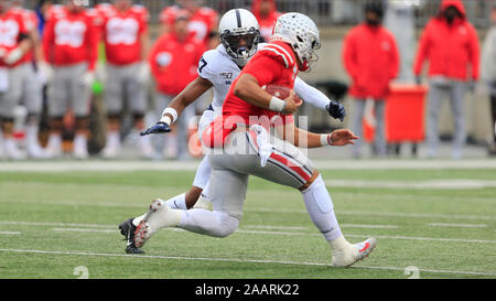 Columbus, Ohio, USA. 23 Nov, 2019. Penn State Nittany Lions Sicherheit Jaquan Belebung (7) während der zweiten Hälfte an den NCAA Football Spiel zwischen der Penn State Nittany Lions & Ohio State Buckeyes am Ohio Stadium in Columbus, Ohio. JP Waldron/Cal Sport Media/Alamy leben Nachrichten Stockfoto