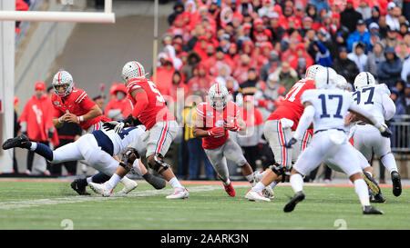 November 23, 2019: Ohio State Buckeyes zurück läuft, J.K. Dobbins (2) während der zweiten Hälfte an den NCAA Football Spiel zwischen der Penn State Nittany Lions & Ohio State Buckeyes am Ohio Stadium in Columbus, Ohio. JP Waldron/Cal Sport Media Stockfoto