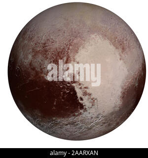 Planet Pluto von Solar System sichtbar Seite in Farbe auf weißem isoliert. Science Fiction Konzept. Elemente dieses Bild wurde von der NASA eingerichtet. Stockfoto