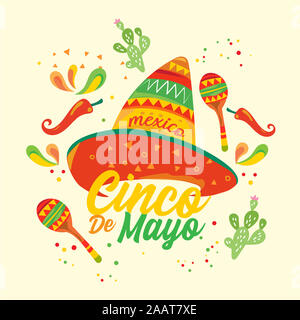 Sammlung von Cinco de Mayo design Elements - Vector Stockfoto