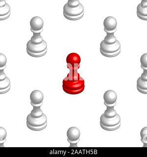 Nahtlose Hintergrund aus einem Set von Bauer Schachfiguren. Team Leader Konzept, Vector Illustration. Stock Vektor
