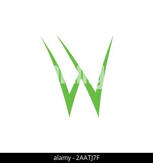 Buchstabe w einfache grüne Gras logo Vektor Stock Vektor