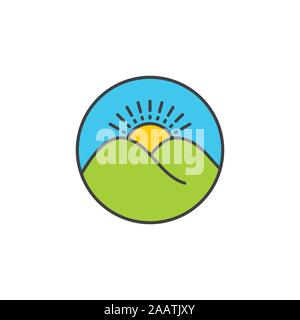 / Sunrise mountain bunte Logo Vektor Stock Vektor