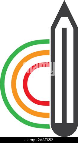 Buchstabe d bunte Bleistift kreative Symbol Vektor Stock Vektor