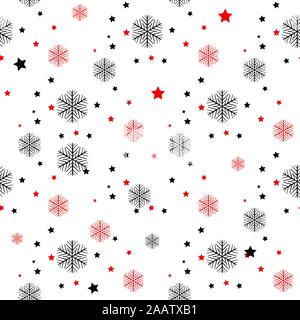 Nahtlose Hintergrund mit Schneeflocken in schwarz-rot Farbe eps 10. Stock Vektor