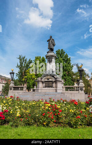 Polen, Warschau, Adam Mickiewicz Denkmal, 1898 von Cyprian Godebski gebaut Stockfoto