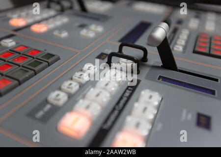 Broadcast studio video und audio Switcher Mixer Stockfoto