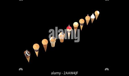 Eis auf Schwarz 3D Rendering" Stockfoto