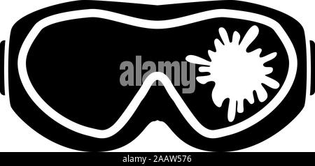 Paintball Maske mit Markierung der Farbe Tupfen auf Glas Symbol Farbe schwarz Vector Illustration Flat Style simple Image Stock Vektor