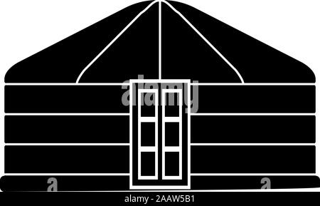 Jurten der Nomaden tragbaren Rahmen Wohnung mit Tür mongolischen Zelt für Gebäude Symbol Farbe schwarz Vector Illustration Flat Style simple Image Stock Vektor