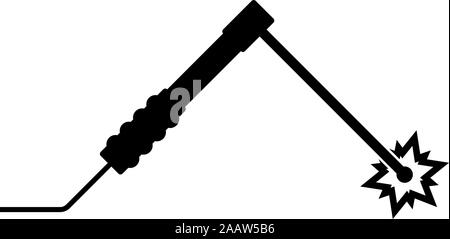 Schweißen Funken von der Elektrode mit Taschenlampe Arbeit und Werkzeuge Konzept Symbol Farbe schwarz Vector Illustration Flat Style simple Image Stock Vektor