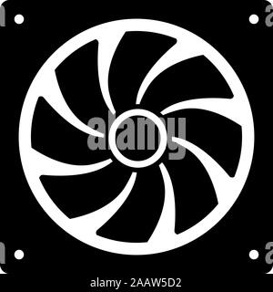 Computer Lüfter. Flache schwarze Symbol auf einen transparenten ...