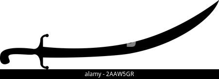 Türkische Säbel Scimitar Sabre der Arabischen persischen gebogenen Schwert Symbol Farbe schwarz Vector Illustration Flat Style simple Image Stock Vektor