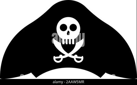 Piraten Hut mit Totenkopf und Sabre cutlass Symbol Farbe schwarz Vector Illustration Flat Style simple Image Stock Vektor