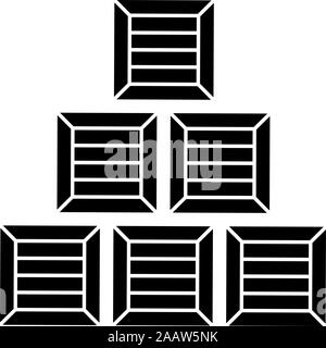 Pyramide Kisten aus Holz "Jobticket" Container Symbol Farbe schwarz Vector Illustration Flat Style simple Image Stock Vektor