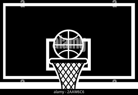 Basketballkorb und Ball Backboard und Grid Warenkorb Symbol Farbe schwarz Vector Illustration Flat Style simple Image Stock Vektor